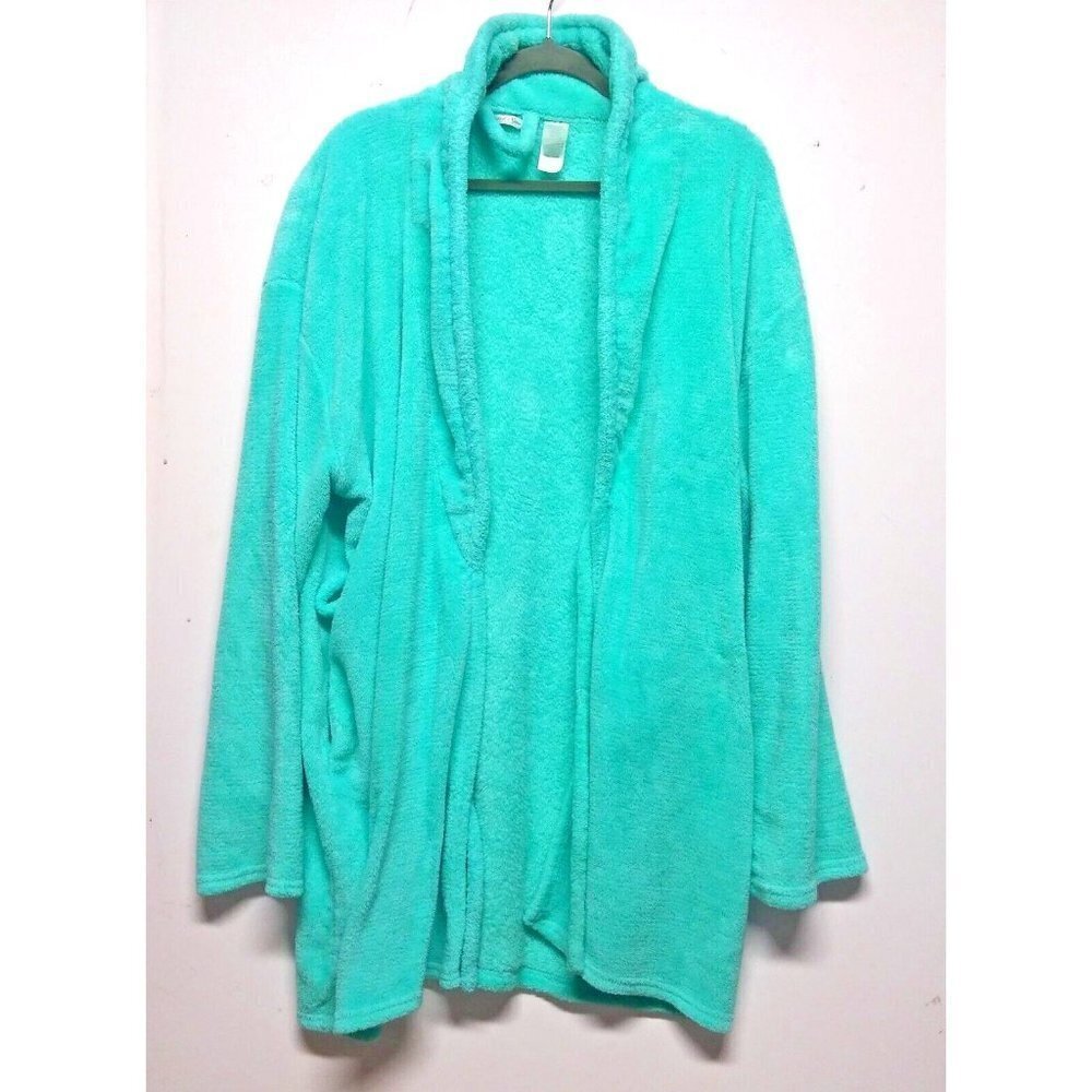 Hotel Spa Collection Bathrobe AQUA color One Size VERY SOFT fluffy belted